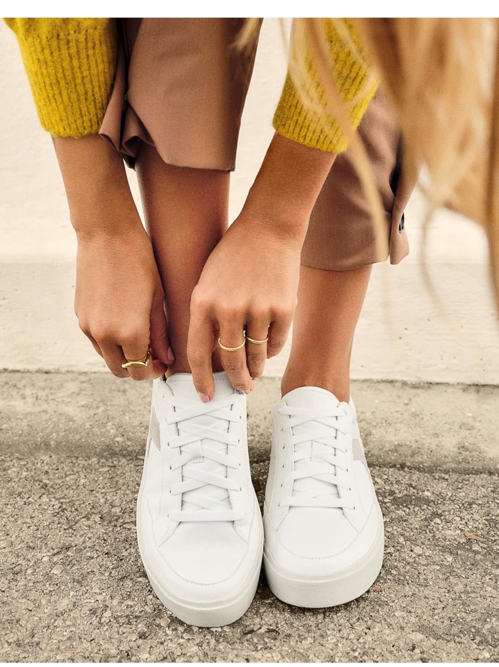 Dr. Scholl's White Sneakers with Blue and Brown Laces and Red Heel - Picture 9 of 12